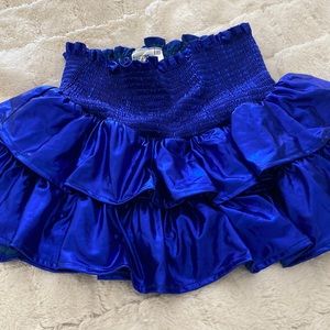 Queen of Sparkles Metallic blue ruffle skort XS